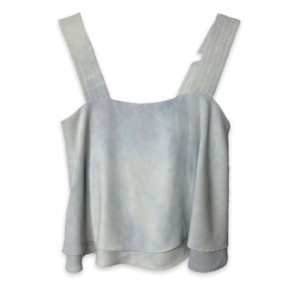 Great Jones Women's Grey Blye Crop Top Square Neck Sleeveless Blouse Top Size S